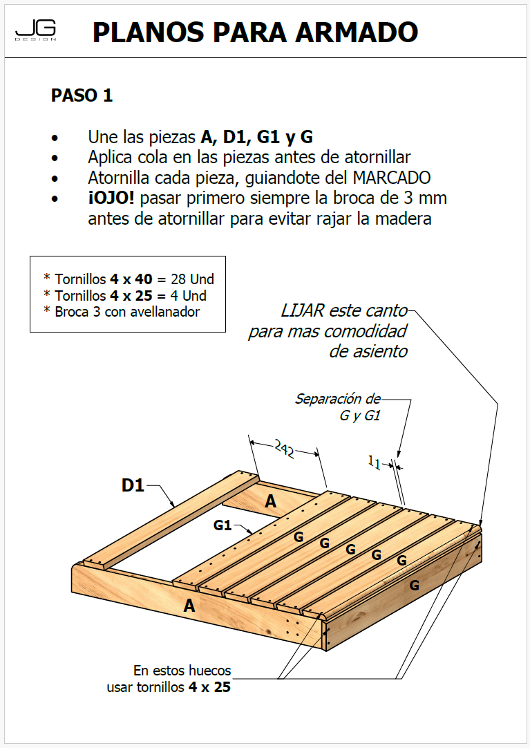 Planos para Silla de Jardín